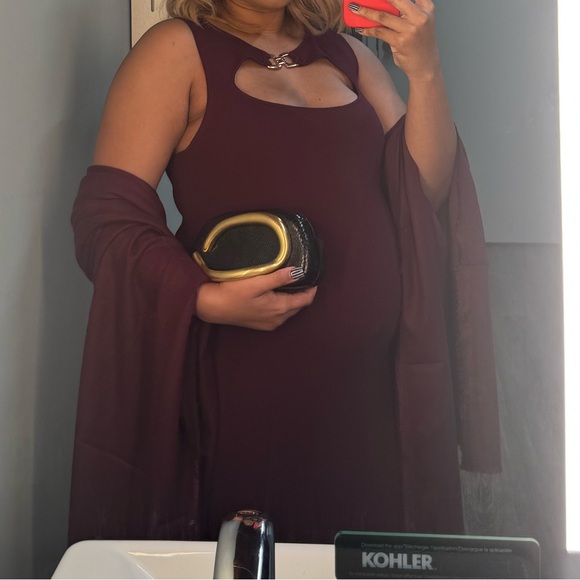 Zara Midi Burgundy Cutout Midi Dress - Picture 3 of 3